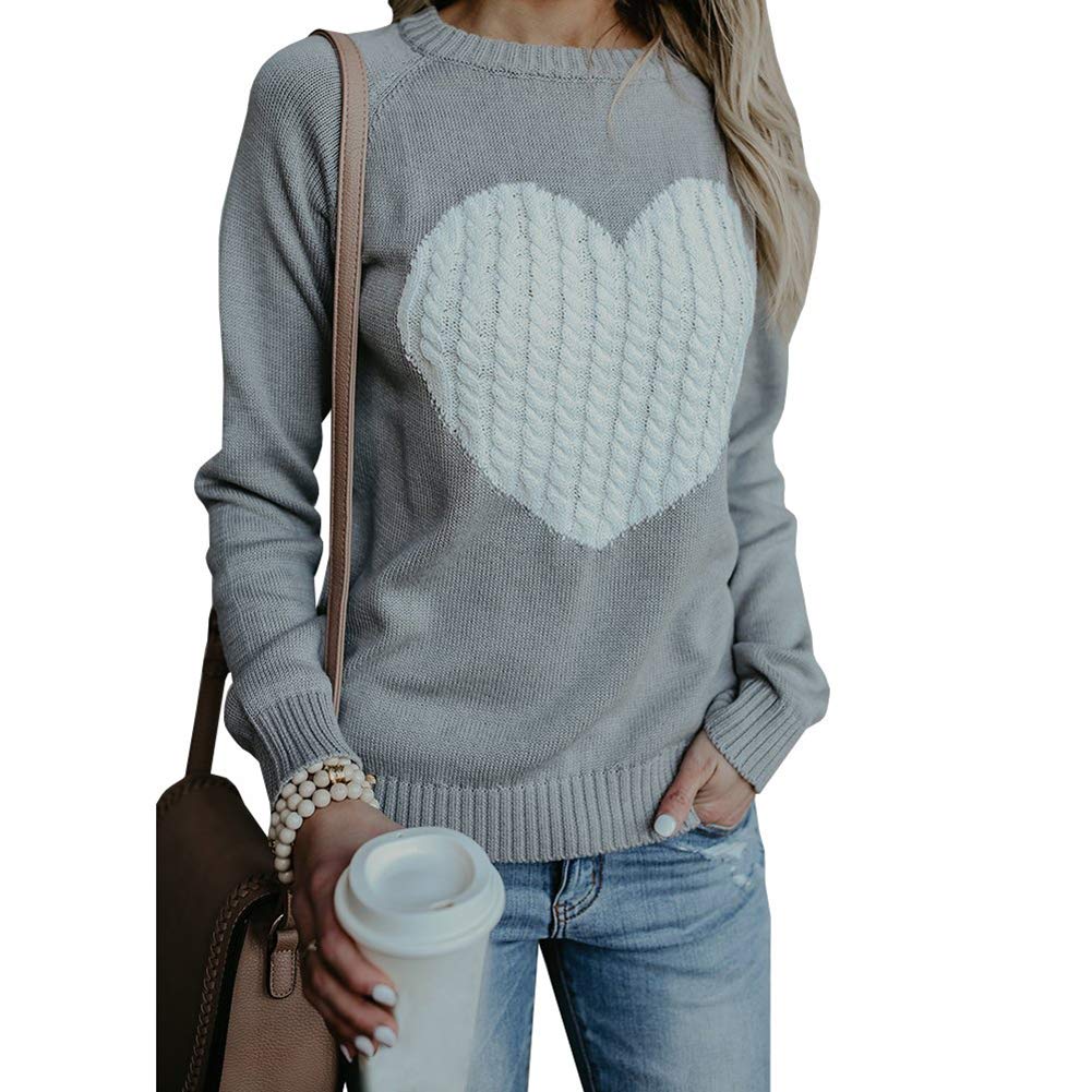 FashionmeWomen/Teen Girls Trendy Argyle Plaid/Heart Knit Sweater Pullover  Long Sleeve Y2K Sweater Top Shirt Soft Stretchy Winter