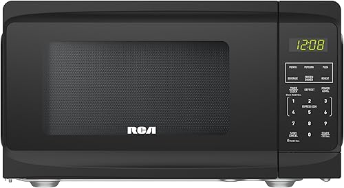Horno de microondas RCA, Para uso encima del mueble de la cocina, Negro