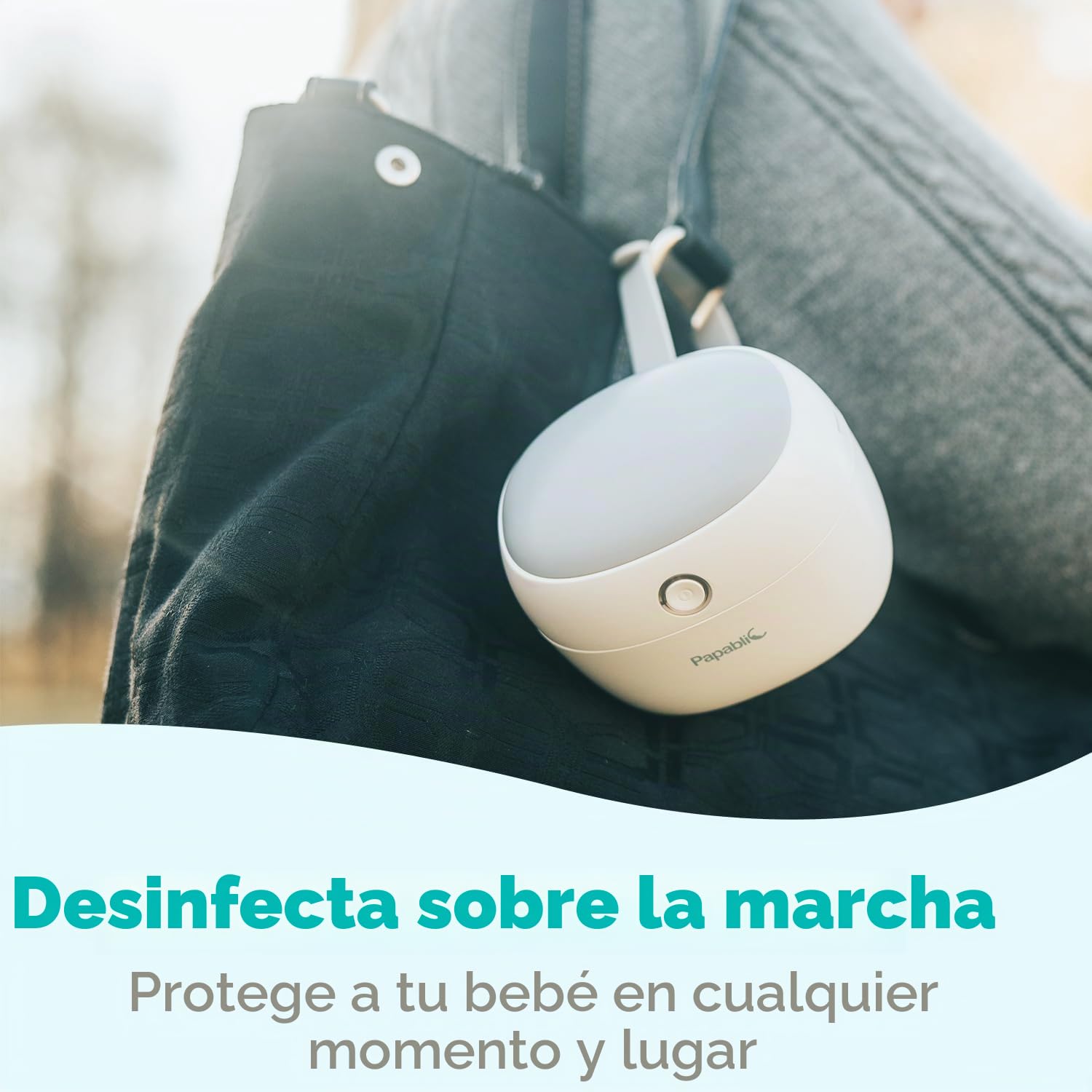 Esterilizador portátil de luz UV Papablic, mini caja desinfectante UV-C para chupete y más, esterilización del 99,99% en 59 segundos, recargable por USB