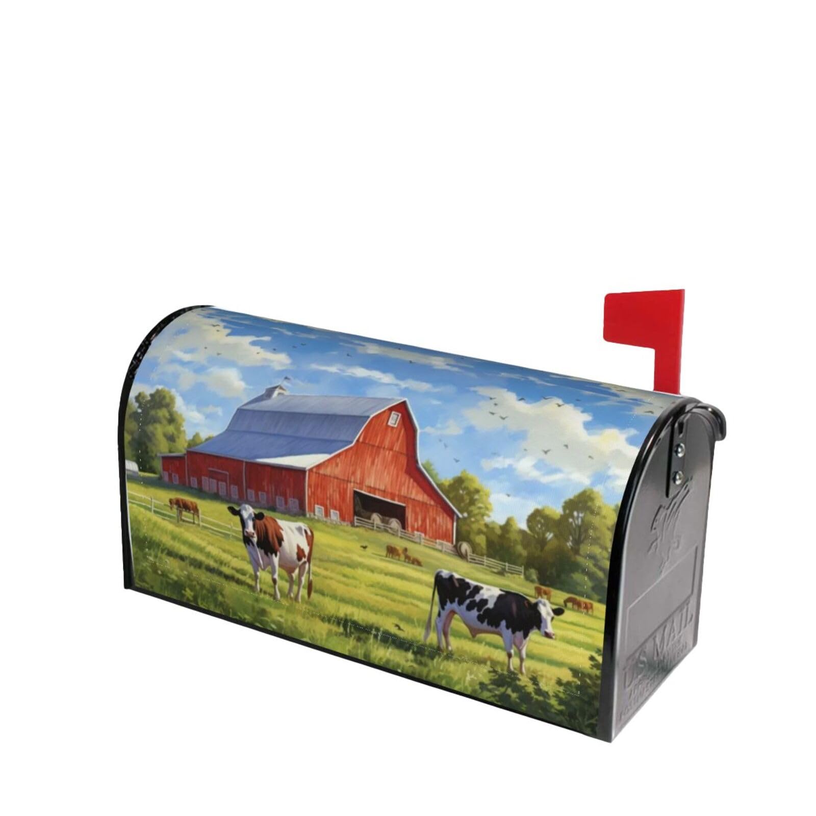 Dujiea Red Barn & Cows Magnetic Mailbox Cover - Waterproof Standard Size 21x18 Inch, Seasonal Yard Decor - View #4