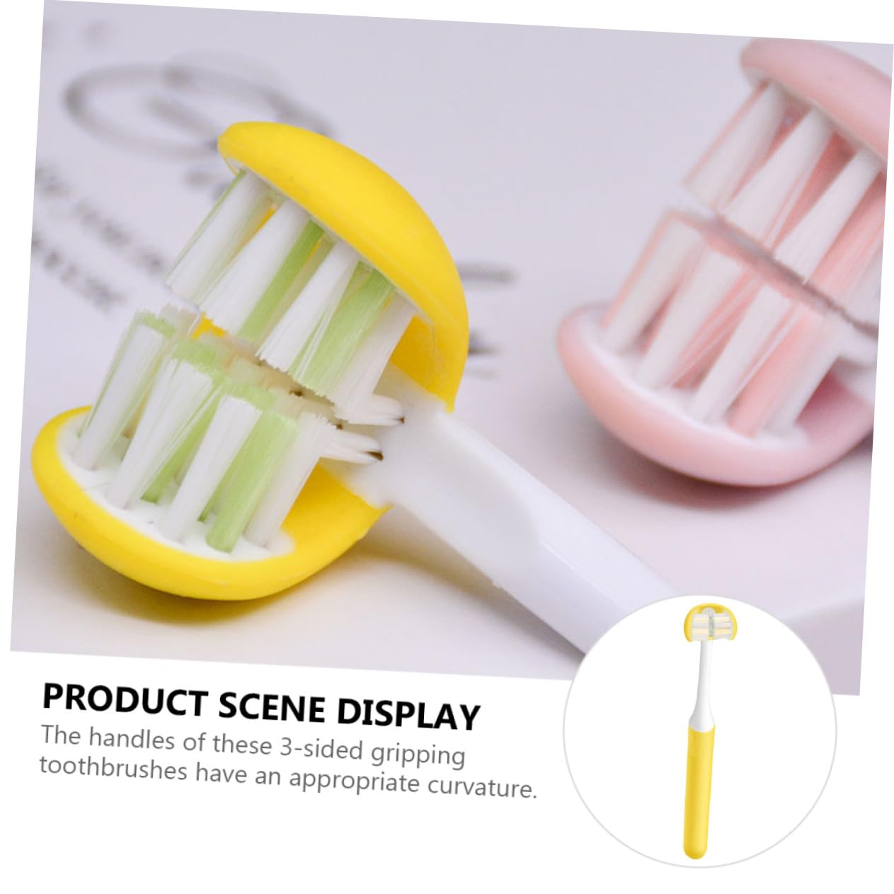Spazzolino Portatile Design Avvolgente Adulti per Manuale e Impugnatura a 3 Lati, Materiale Pp Comoda per Pulizia Orale e Cura dei Denti