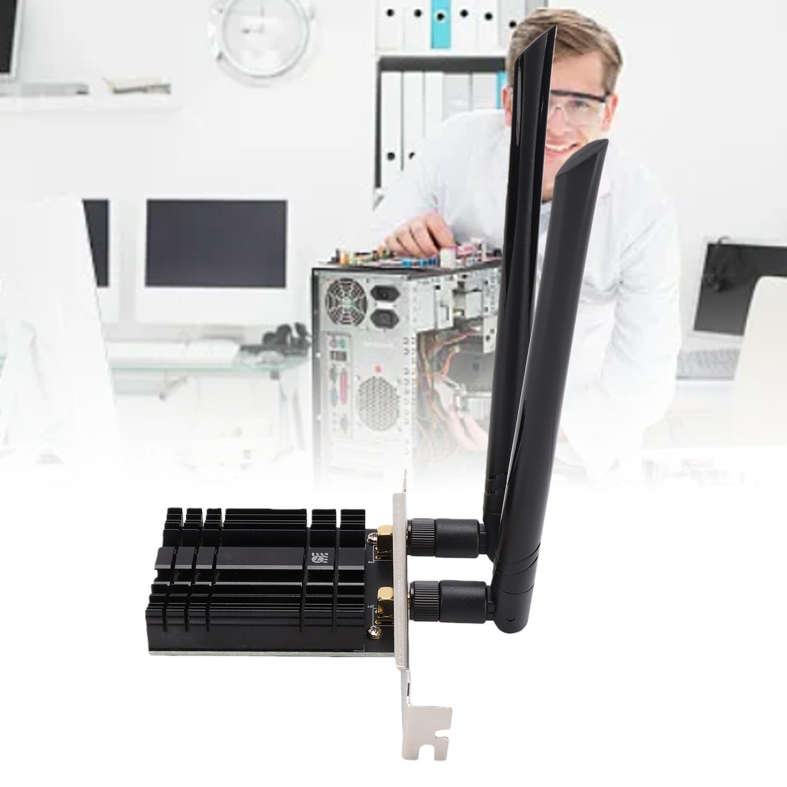 XUMIUZIY Tarjeta WiFi 7 PCIe WiFi Compatible con BE200 NGW, Bluetooth 5.4 6G 5G 2.4G 3 Bandas 5800Mbps M.2 NGFF Tarjeta de Red de Escritorio con Antenas Duales