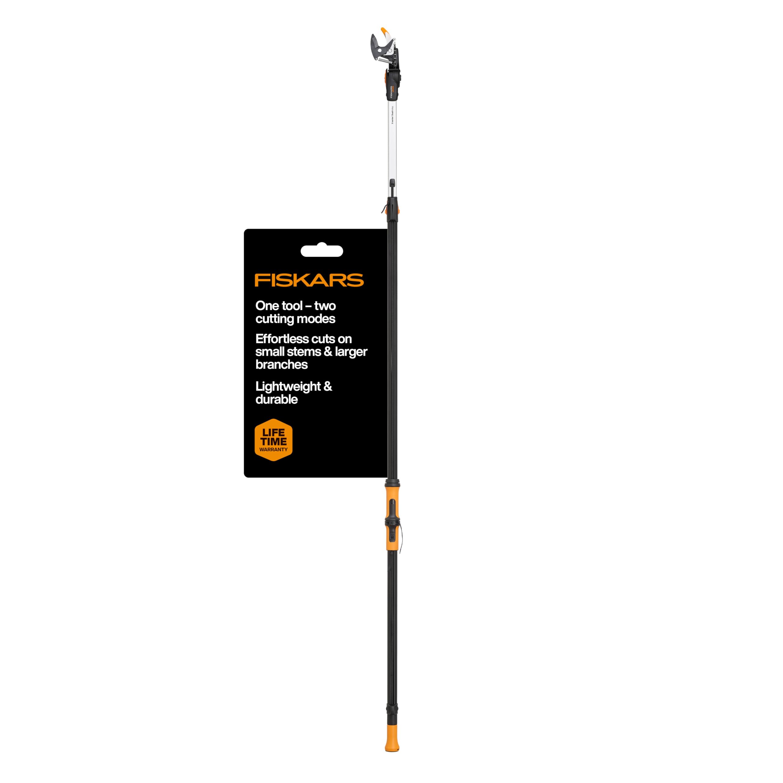 Photo 1 of Fiskars 7–13 ft Extendable Tree Pruner, Telescoping Pole Pruner with 2 Cutting Modes for Fast & Powerful Cuts, Long Reach Tree Trimmer for High Branches & Tall Trees, Rotating Head, Garden & Yard Care