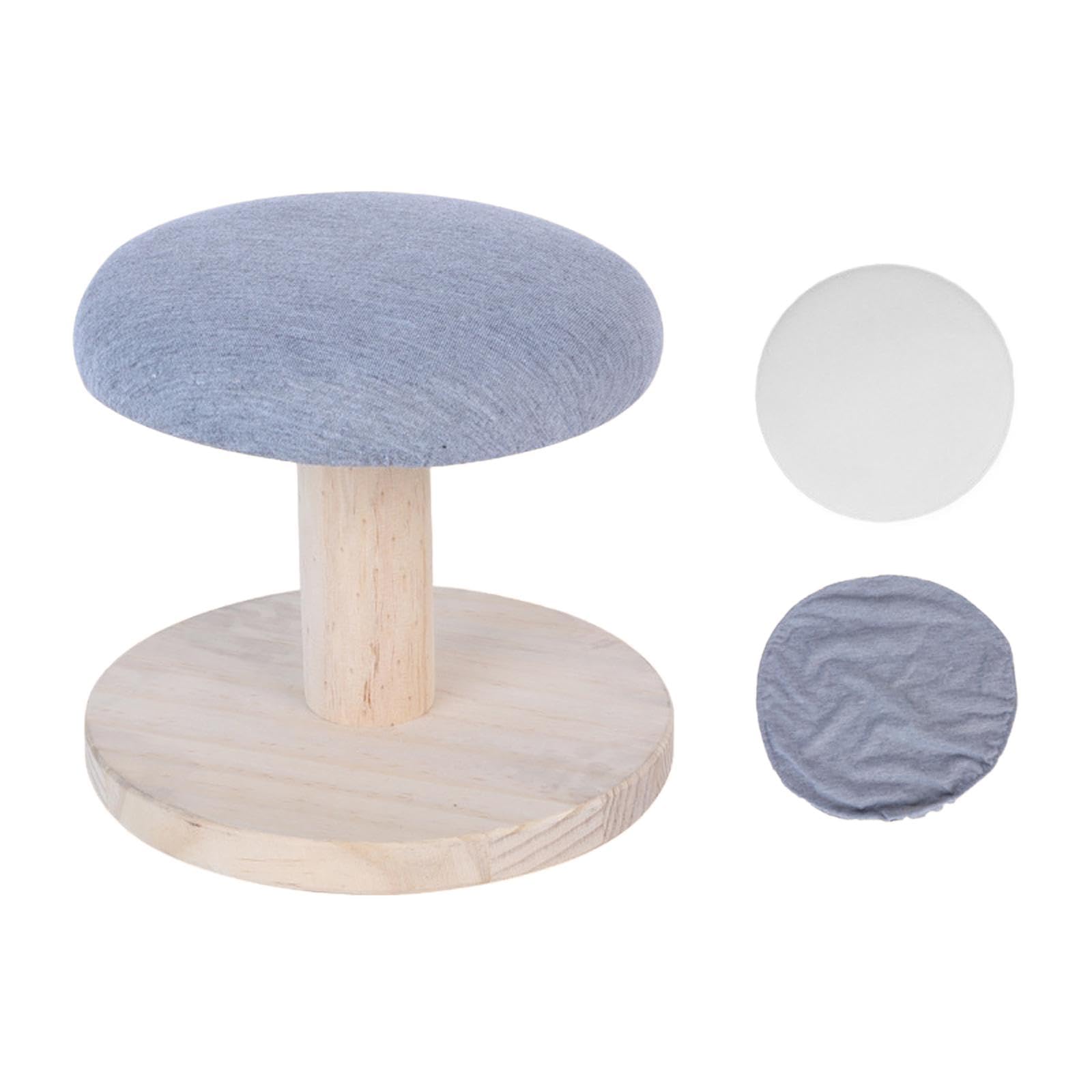Tabletop Ironing Board, Round Ironing Stool Wooden Board Solid Wood Heat Resistant Small(Gray)