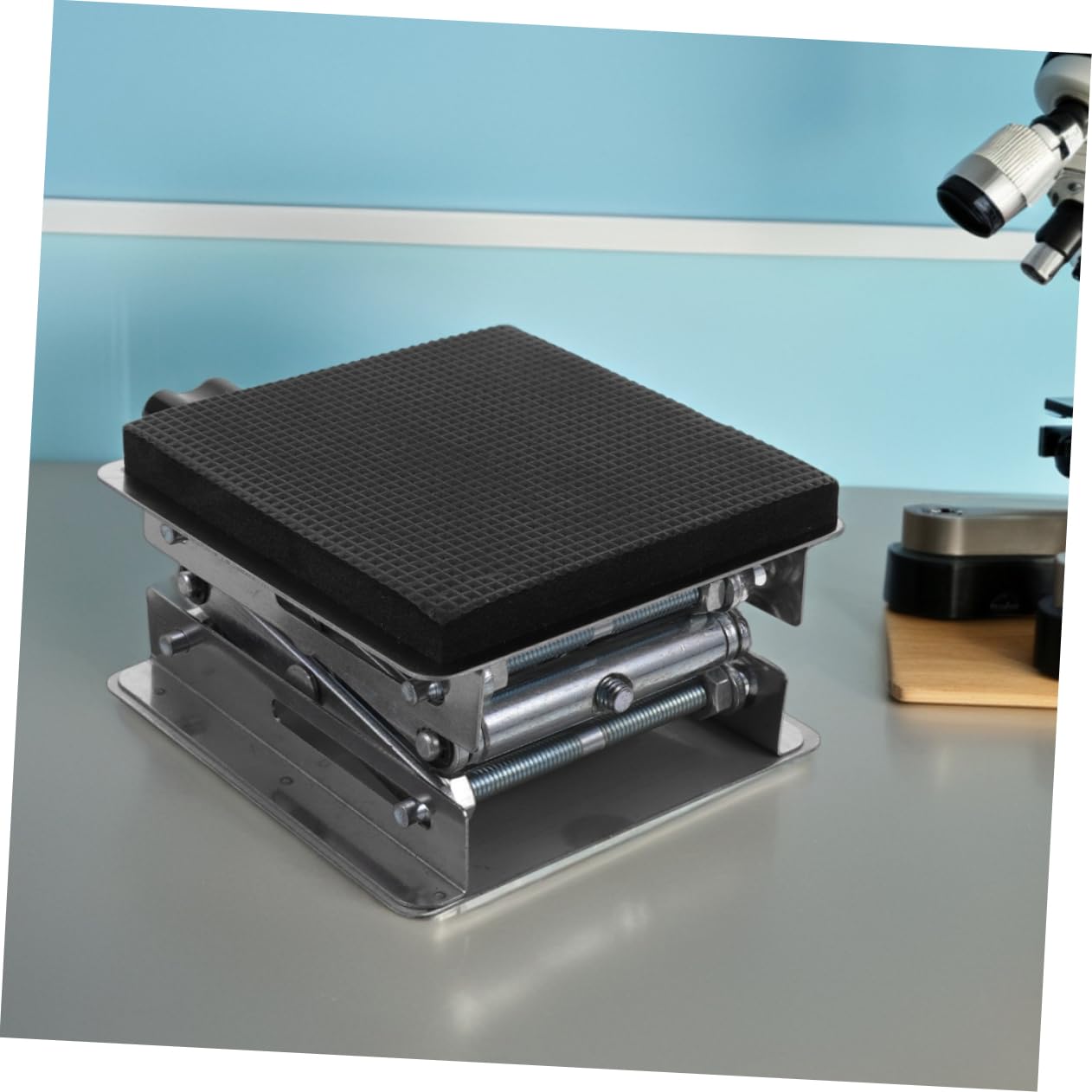 Mesa de elevación de acero inoxidable de 15 kg, plataforma de elevación de tijera, altura ajustable para soporte de laboratorio