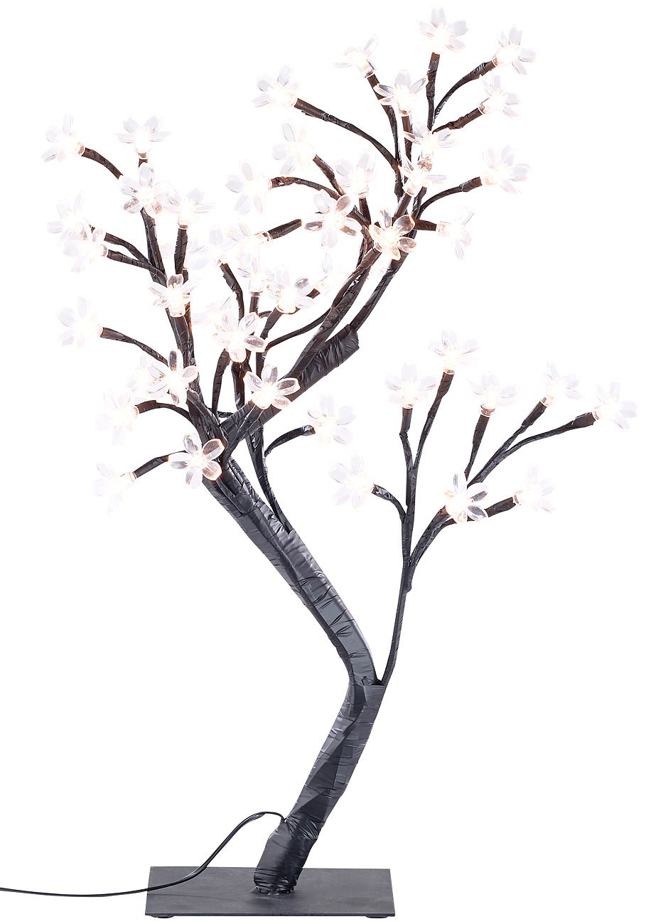 Lunartec Leuchtendes Bäumchen: LED-Lichterbaum mit 48 leuchtenden Blüten und Sockel, 45 cm (LED Lichterbäumchen, Beleuchtete Bäume, Kerze) Beleuchtung