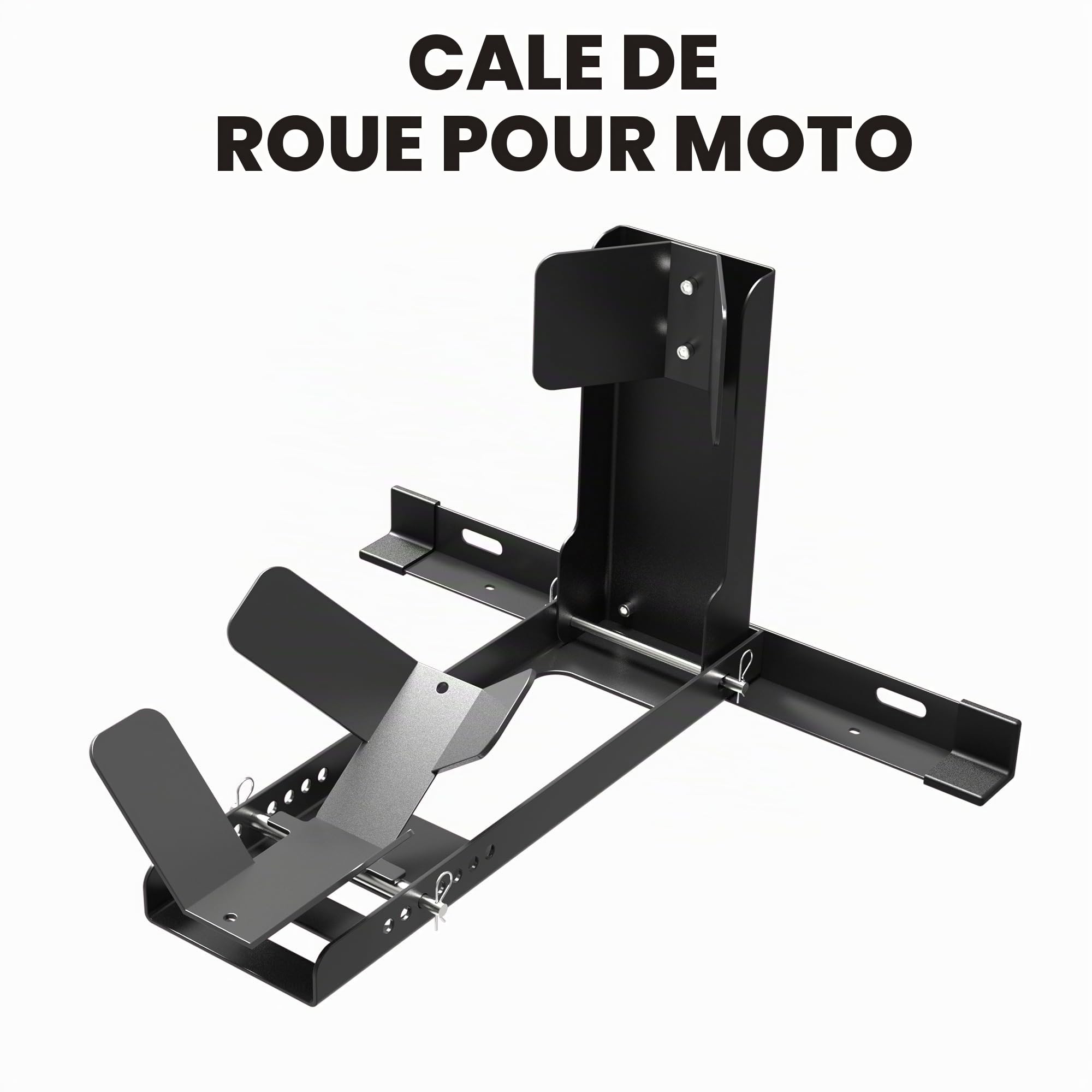 GRAND PITSTOP Cale de roue universelle pour moto Crusier, Sports et Dirt Bikes, très résistante capacité de charge de 907,2 kg, support de moto pour remorque, entièrement réglable, amovible et pliable