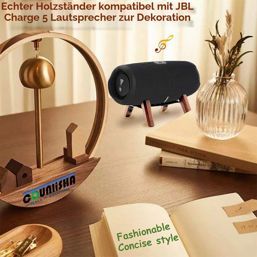 Ständer Echtholz Kompatibel mit JBL Charge 5 6 Tragbarer Lautsprecher Stativ, Stabiler Ständer Aus robustem Holz Verwendet Für Charge 4 3 Flip 6 5 4 (Walnuss)