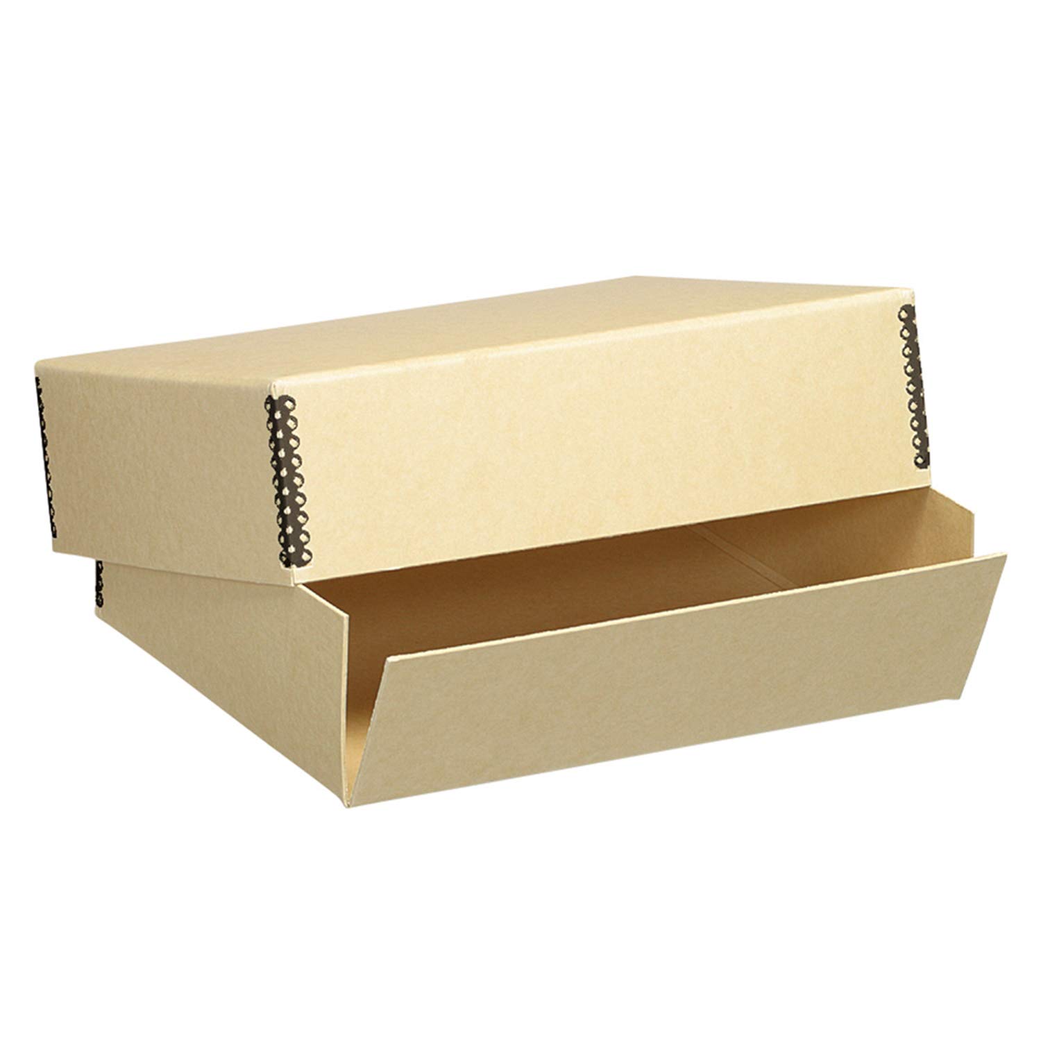 Lineco Museum Storage Box Tan, 8"x10"x1.5", Archival Boxboard, Drop-Front Design with Metal Edge. Organize, Store and Preserve Photographs, Prints, Documents, Art, Ephemera, Family Records
