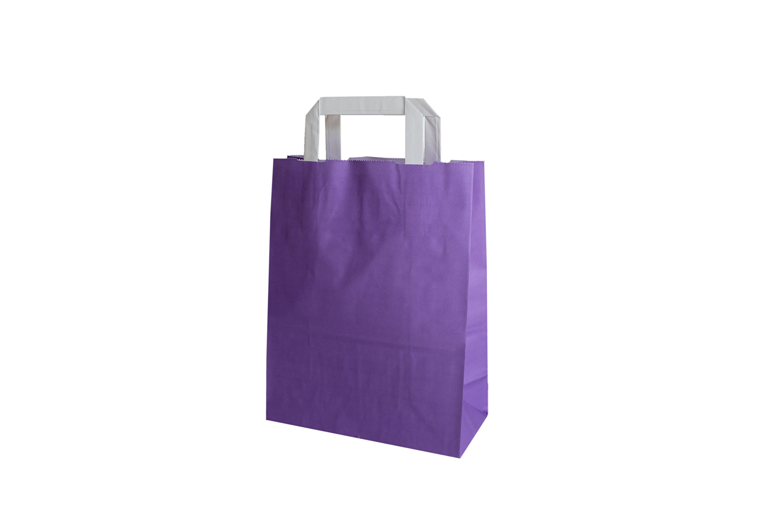 PGV Papierowe torby z płaskimi uchwytami 32 + 12 x 40 cm (200 sztuk, fioletowe)