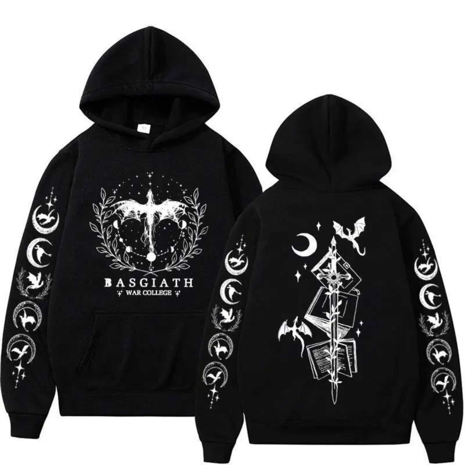 CUTTE Fourth Wing Dragon Rider Hoodie - Unisex Oversized Fit, Retro Graphic Novel Streetwear (black,3XL)