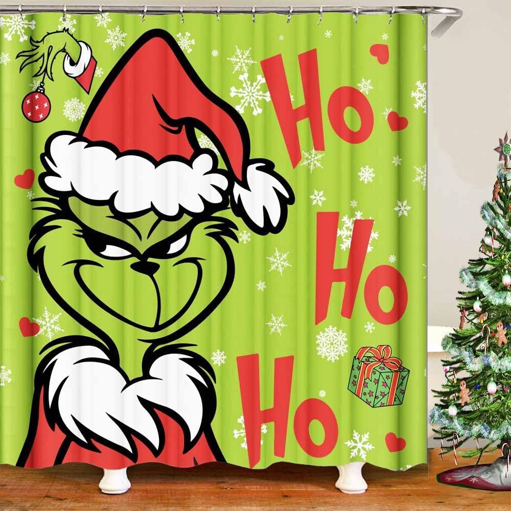 ALINK Merry Christmas Shower Curtain Waterproof Shower Curtain for Bathroom Winter Xmas Farmhouse Holiday Bathroom Decor 72x72 Inches with 12 Hooks Home Bathtub Decoration(HO HO HO)