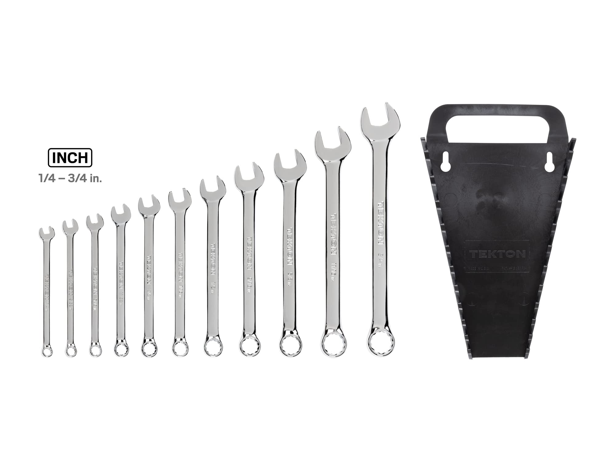 TEKTON Combination Wrench Set, 11-Piece (1/4-3/4 in.) - Holder | WCB91101