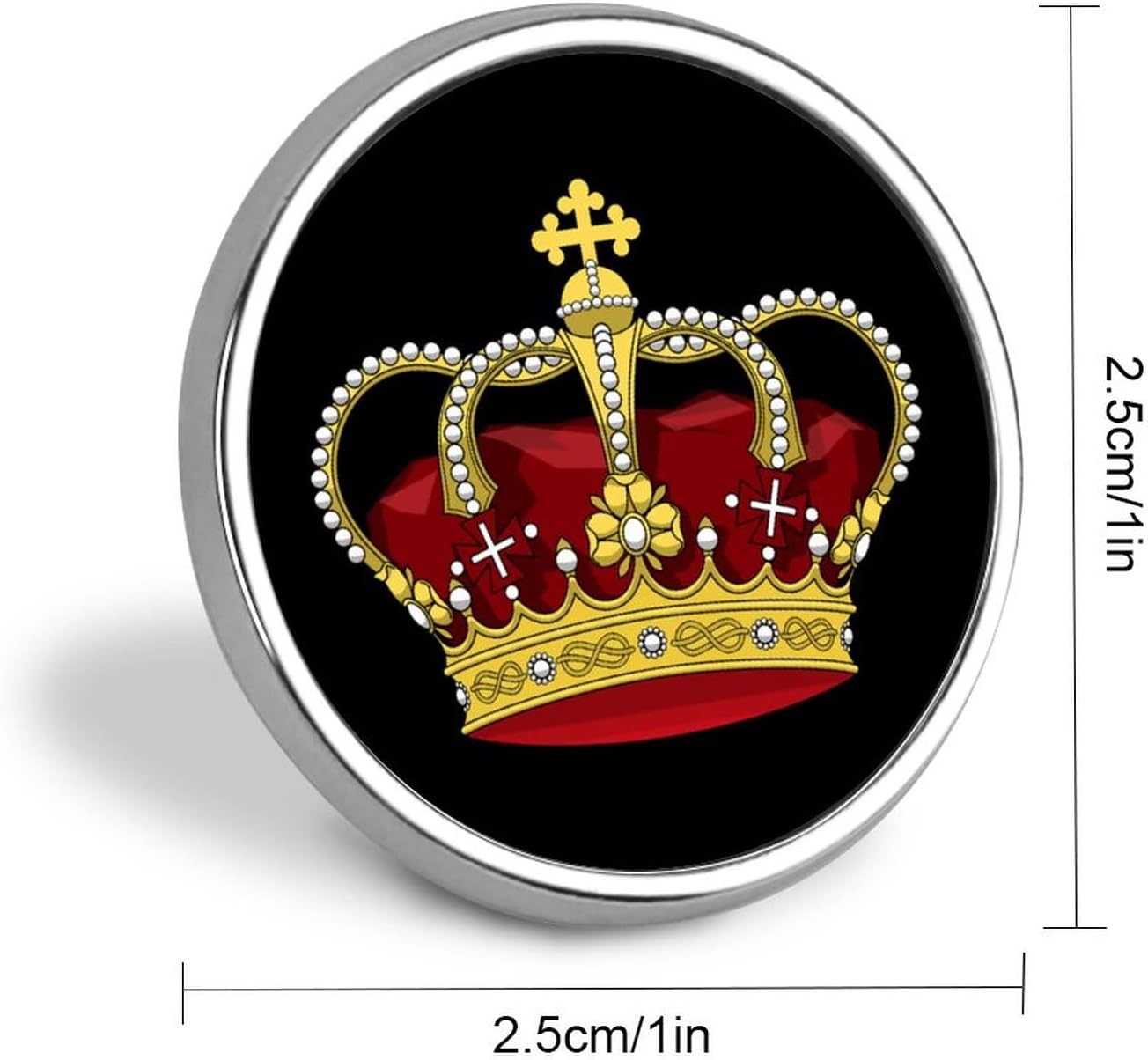 King Crown Round Lapel Pin Tie Tack Cute Brooch Pin Badge for Men Women Hat Clothing Accessories