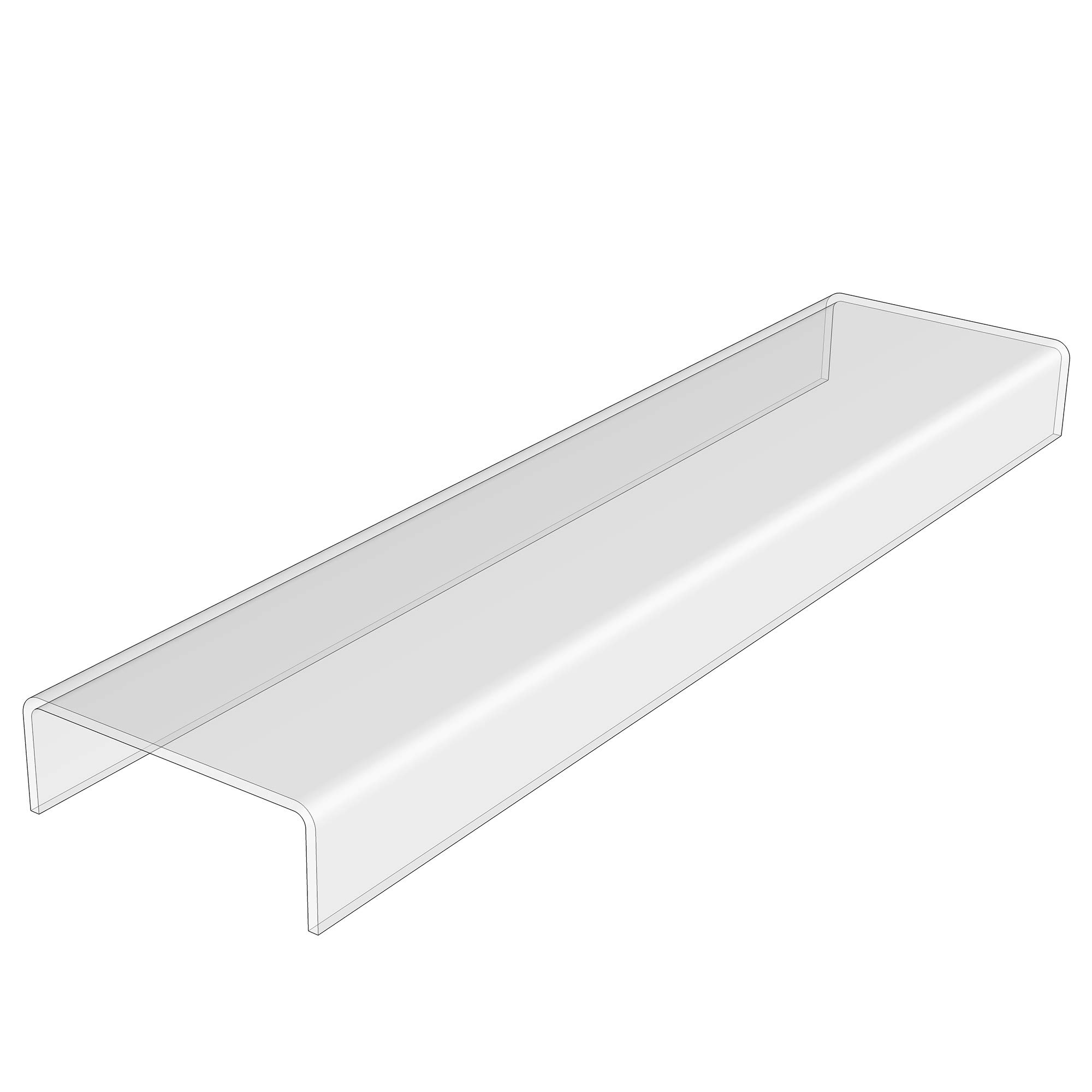 3R W Design Clear Acrylic Display Risers- Premium Shelf Riser Display Stands and Plinths - Hoverstand- Made in UK (Long-4mm-59x14x5cm, Max Load 10kg)