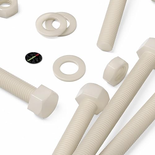 Miniatura 5 de 5 x nailon de color natural, cabeza hexagonal, M16 x 5.906 in, tuercas y pernos de plástico, arandelas, hexagonales, nailon, (58 x 5 2932 pulgadas)