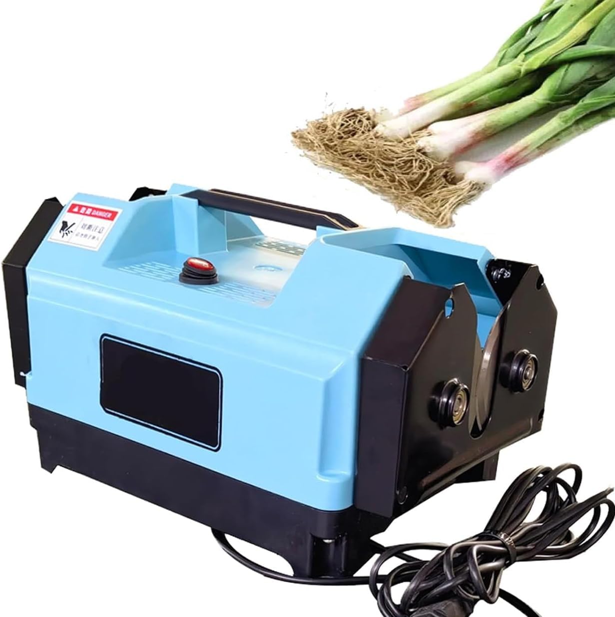 MYFTNP Electric Garlic Root Stem Cutter, Garlic Top Tails Remover Machine, Double Head Cutting Garlic Root Cutter, Cut Beard And Roots, For Garden Garlic, Onion, Single Garlic Blue