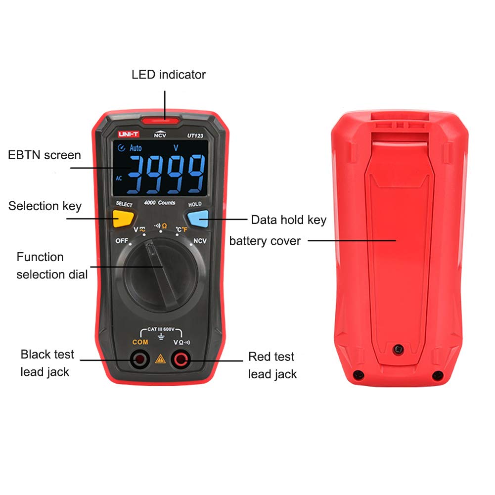 Multimeter UT123 tragbares digitales Multimeter EBTN Bildschirm Auto Range Spannungsprüfer