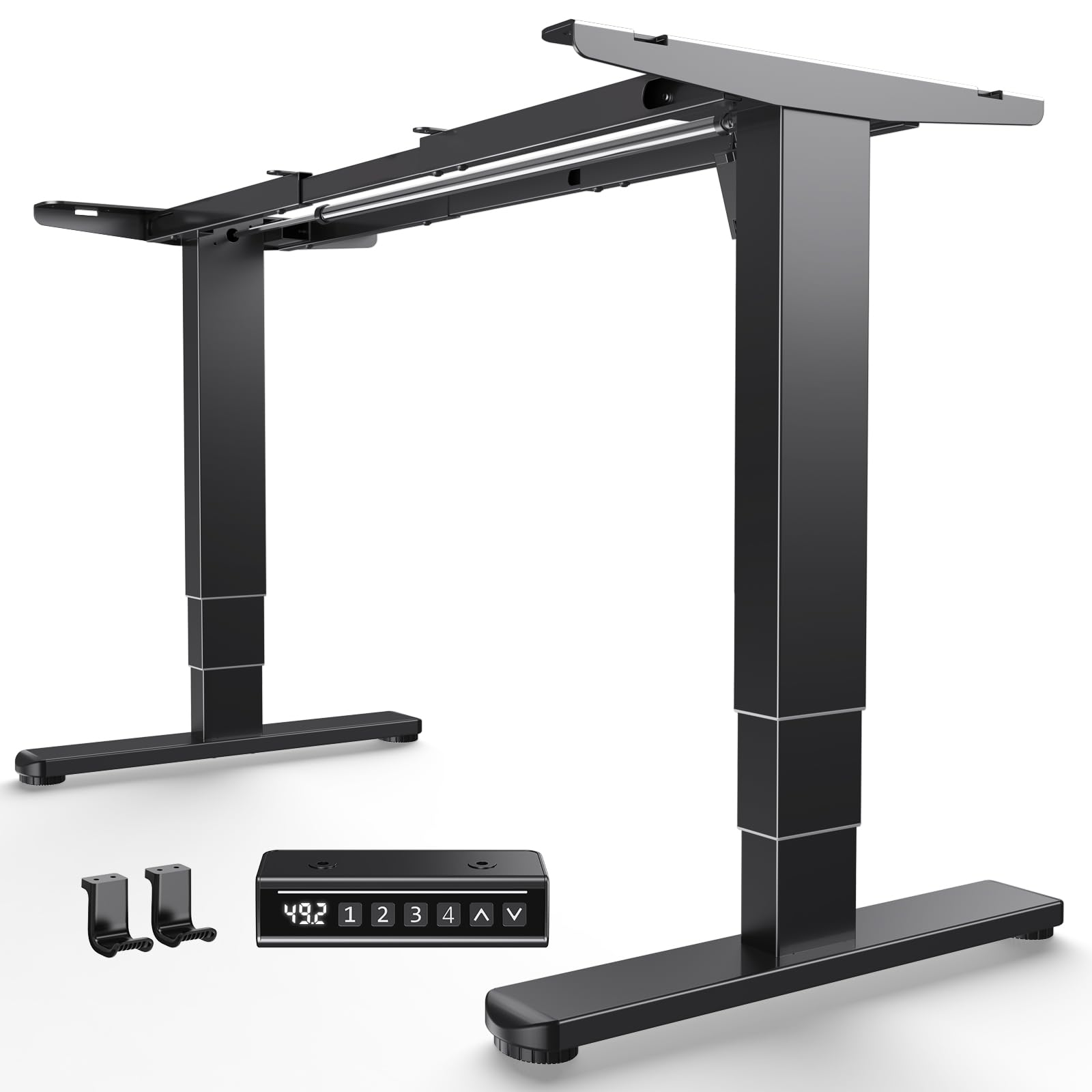 HUANUO Electric Standing Desk Frame with 3-Stage Adjustable Desk Legs, Brushless Motor, and 220 lbs Max Load, Home Office Height-Adjustable Desk Frame