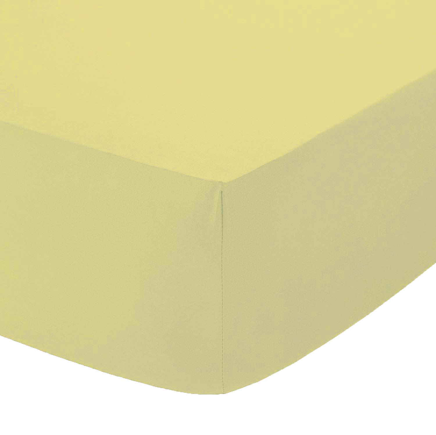 Amigozone Lemon Non Iron Pollycotton Percal Quality Plain Fitted Sheet Or Pillow Cases (Single, )