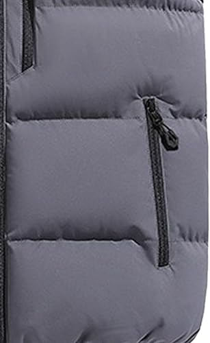 Miniatura 6 de Chaleco de invierno para hombre, acolchado, sin mangas, con capucha extraíble, informal, con cremallera y cálido.