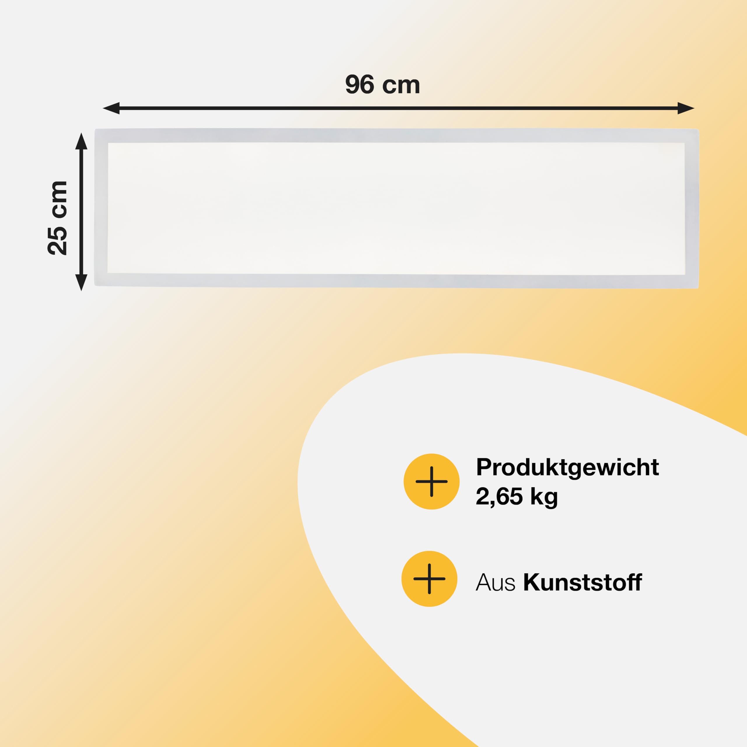Brilliant LED Deckenleuchte Lumaro, 3200 Lumen, 4000 Kelvin, 96x25 cm, flache Aufbauleuchte, Kunststoff, weiß, rechteckige Form, IP44 geeignet für Badezimmer, Küche, Flur, Hauswirtschaftsraum | Feuchtraumgeeignete Deckenleuchte für Bad, Küche und Flur, la
