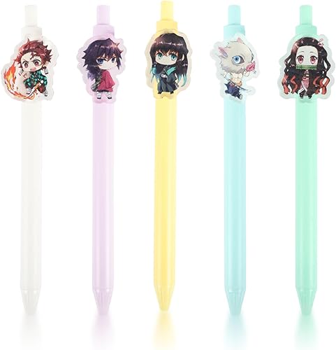 UAUAT 6 bolígrafos de anime, suministros de regreso a clases, bolígrafos de gel negro, juego de papelería, bolígrafo genial, juego de papelería