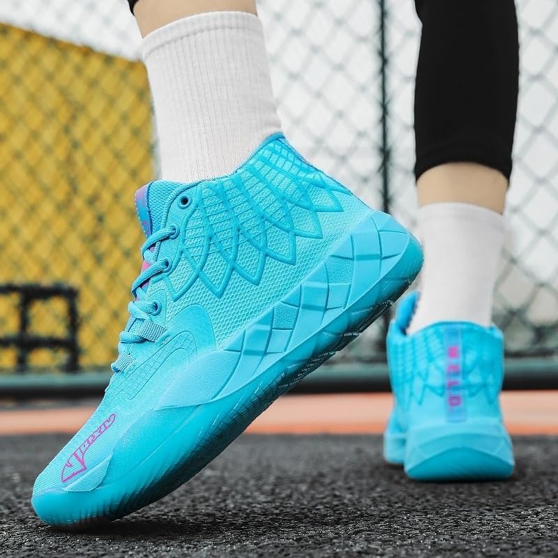 Men's Knitted Mesh Breathable Mid-Top Basketball Shoes with Round Toe, Non-Slip and Lightweight Lace-Up Casual Sports Shoes Suitable for Walking, Running and Daily Travel - Image 6