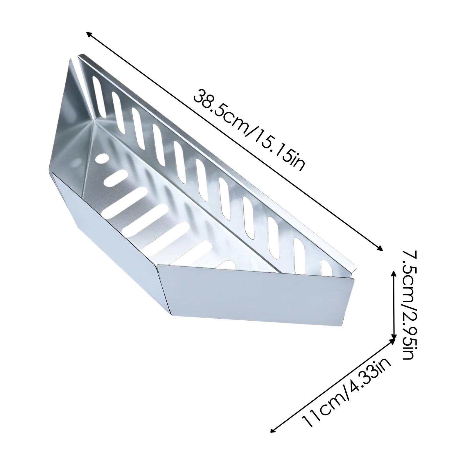 Set di 2 cestini a carbonella per il calore diretto e indiretto, per barbecue a carbonella da 47, 57 e 67 cm, 38,5 x 11 x 7,5 cm, in acciaio inox