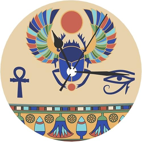 Miniatura 8 de Reloj de pared digital étnico tradicional de escarabajo egipcio para decoración de sala de estar, relojes de pared decorativos de 10 pulgadas,