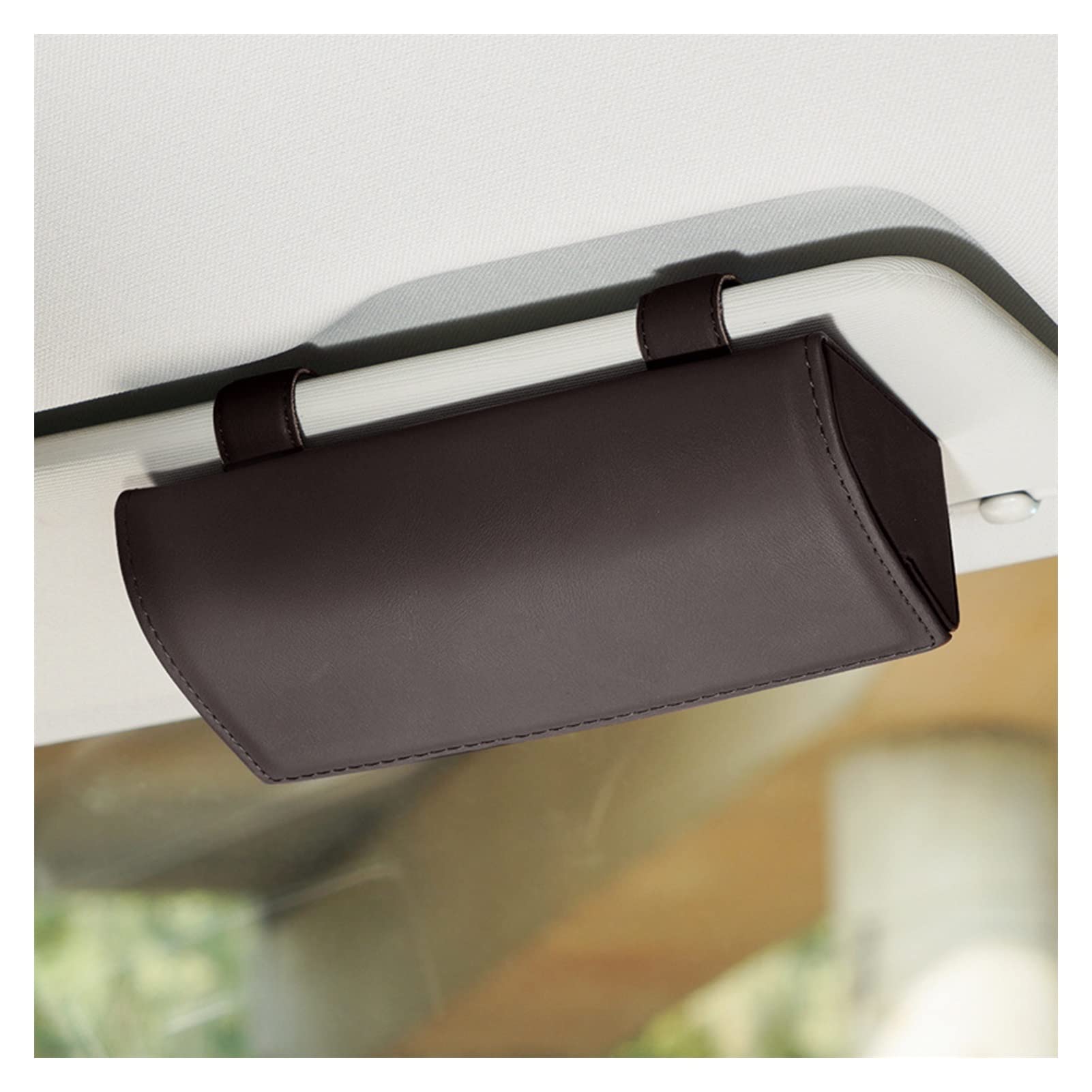 Xuanqingyi Store Uchwyt na okulary przeciwsłoneczne Visor Magnetyczne skórzane etui na okulary kompatybilne z osłoną przeciwsłoneczną samochodu Anti-Cratch PU Skórzane etui na okulary przeciwsłoneczne