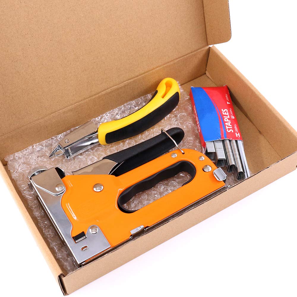 Glarks Heavy Duty 3in1 Staple Gun with Staple Remover Kit, Hand Operated Carbon Steel Brad