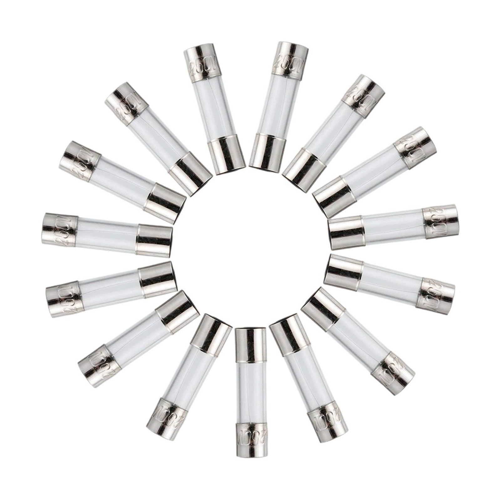 Zestaw bezpieczników szybkofuzyjnych, 15 wartości, 150 sztuk, 5 x 20 mm, 250 V, 0,1, 0,2, 0,25, 0,5, 1, 1,5, 2, 3, 4, 5, 8, 10, 12, 15, 20A, zapakowane w przezroczyste plastikowe pudełko