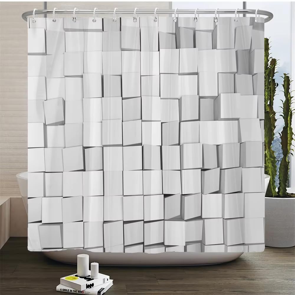 Kelaimi Style 6 Natural Geometric Shower Curtain,Bohemian Multicolor Geometric Bathroom Curtains,Modern Waterproof Polyester Fabric Bathtub Curtains With Hooks 200X200cm