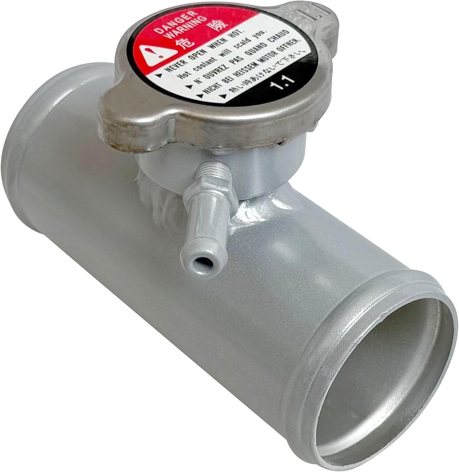 45mm 1-3/4" Aluminum Inline Filler Neck Radiator Hose Pipe With Cap 45 Degrees Silver