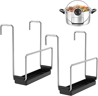 2pack Slow Cooker Lid Holder for Cooking, Crock Pot Lid Holder, Hand Free Pot Lid Holders for Kitchen Fits Most Slow Cookers, Stainless Steel Pot Lid Rack with Silicone Sink to Keep Countertop No Mess