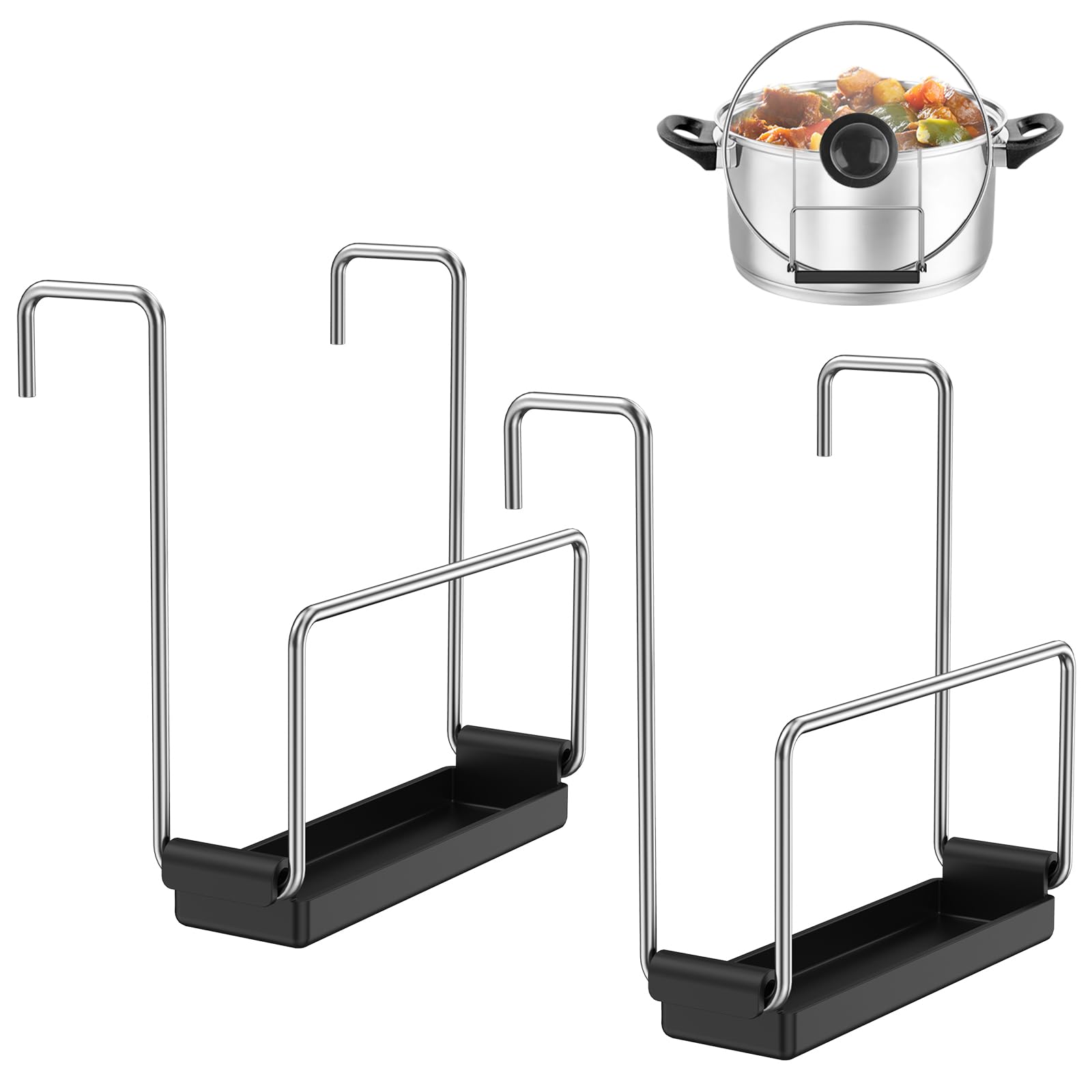 2pack Slow Cooker Lid Holder for Cooking, Crock Pot Lid Holder, Hand Free Pot Lid Holders for Kitchen Fits Most Slow Cookers, Stainless Steel Pot Lid Rack with Silicone Sink to Keep Countertop No Mess