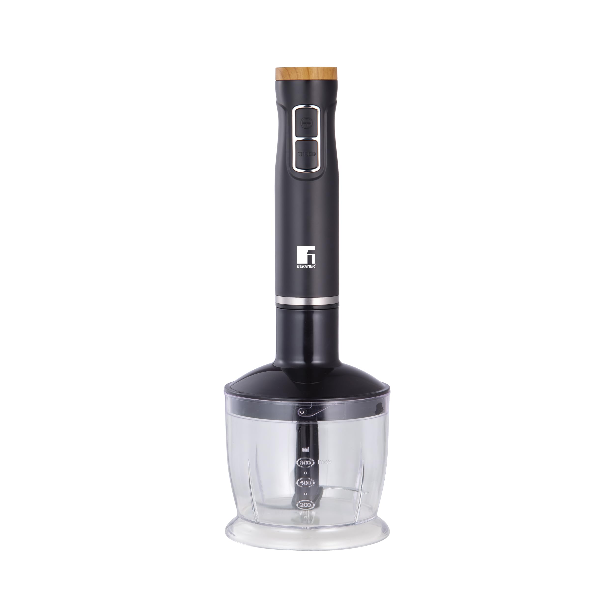 BERGNER OLIVAR | Batidora de Mano 1000W | 2 Velocidades | Eje Desmontable de Acero Inoxidable | Picadora 600ml | Varilla Batidora & Vaso Medidor 600ml | Cúpula Antisalpicaduras | Alto Rendimiento
