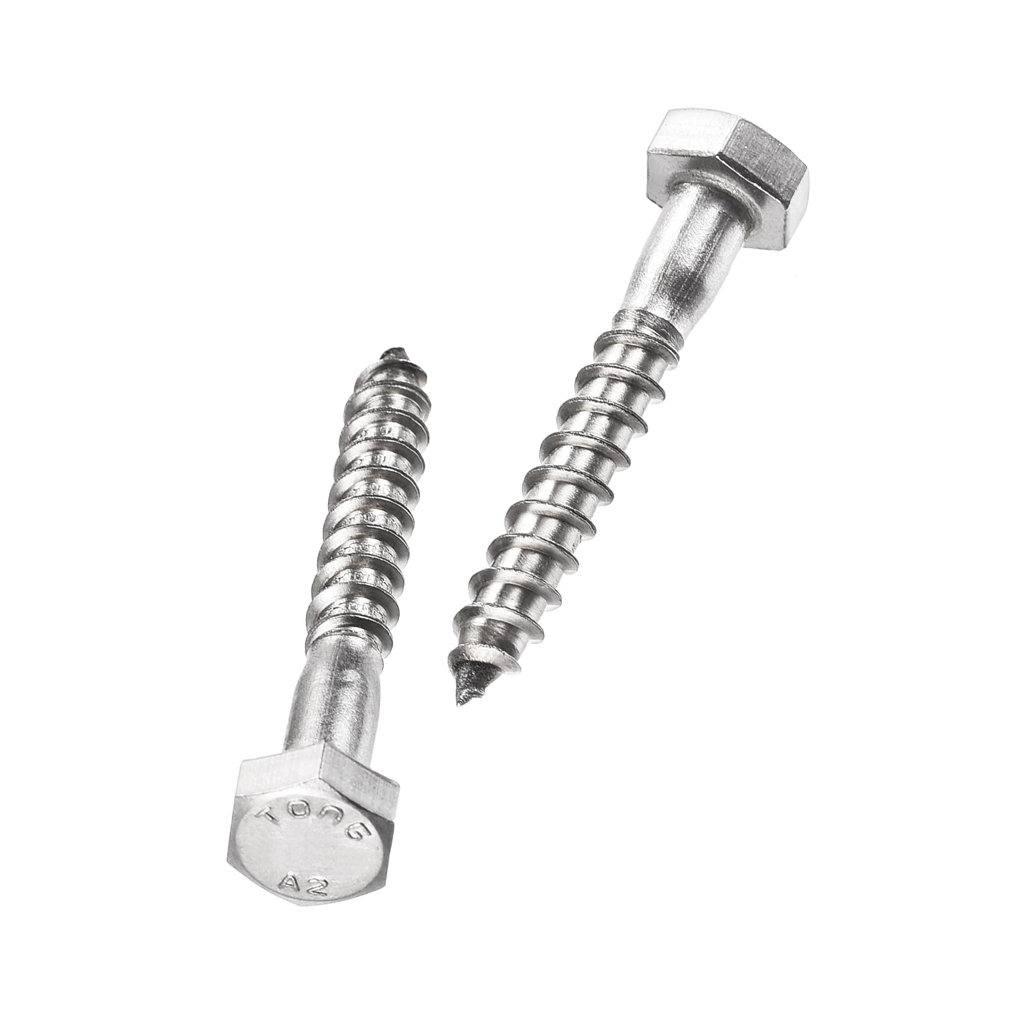 Unifizz 10 Pcs Hex Lag Screws, M6 x 40mm 304 Stainless Steel Wood Bolts