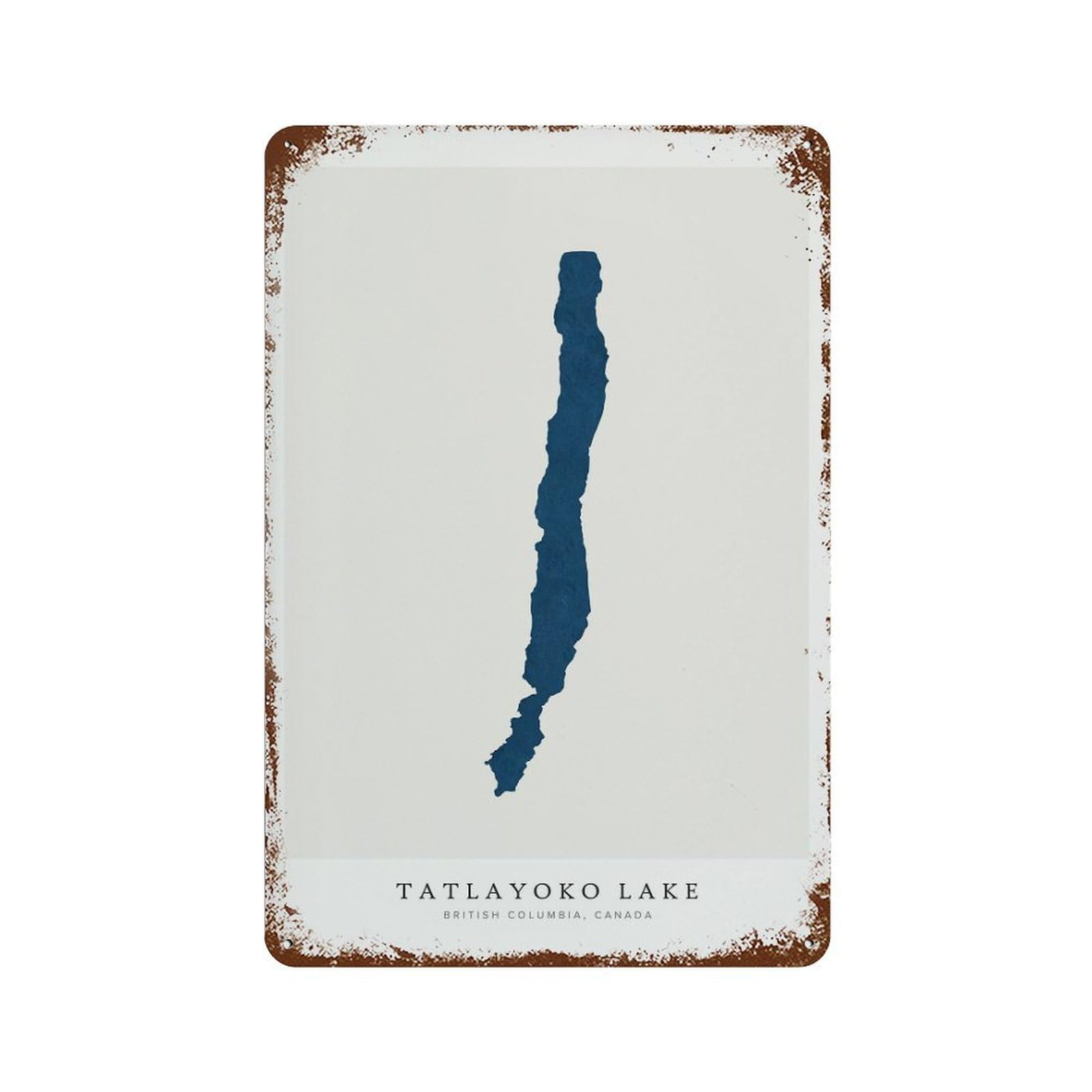 xiaoxiaoshen Tatlayoko Lake Map British Columbia Wall Decor Art Metal Tin Poster Modern Home Decor Art Home Bar Shop Decorations Vintage Sign 30x20cm