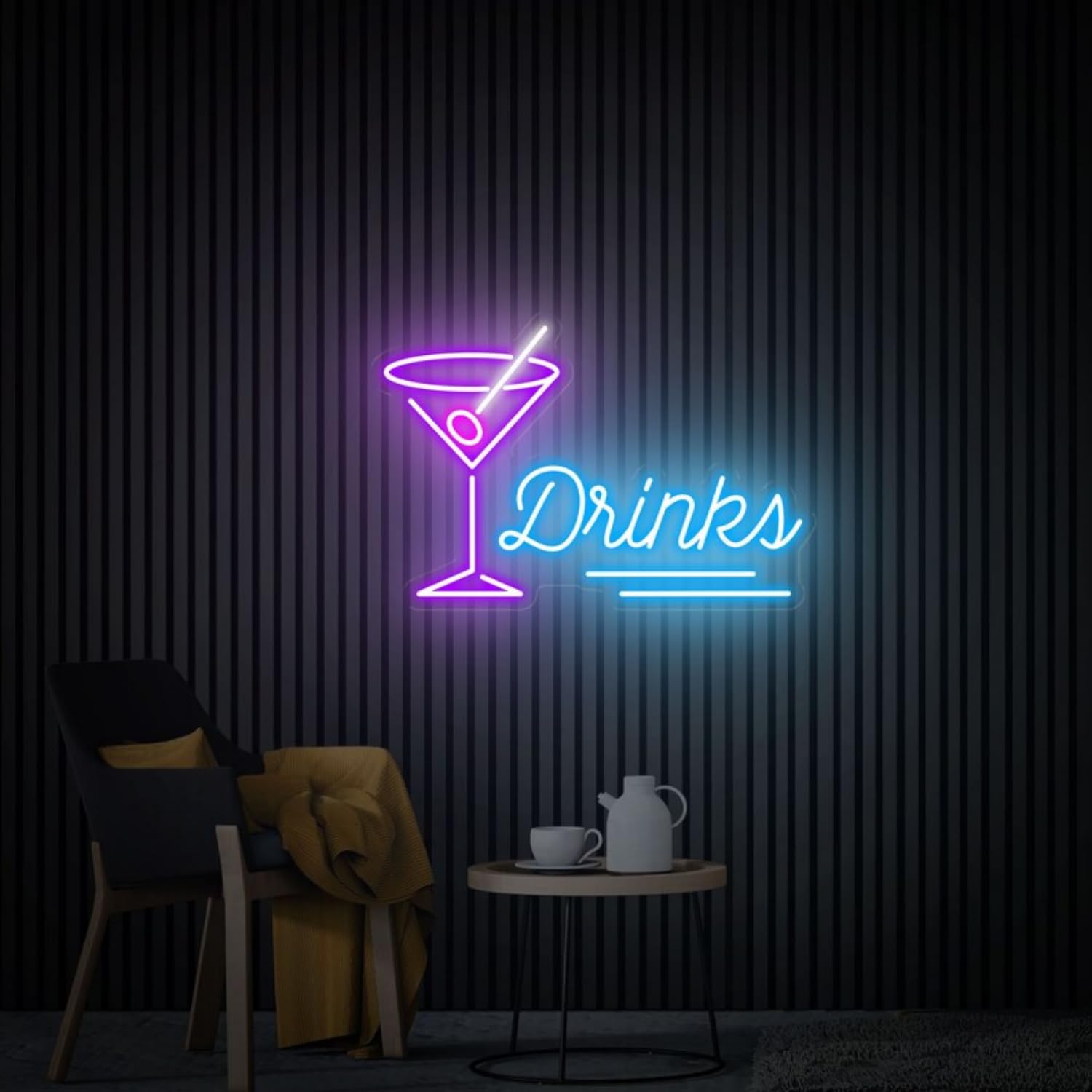 Bar LED Neon Signs Collection - Cocktail, Drinks, Bar Themed Designs, Cocktail Wine Drinking Neon Light, Cocktail Room Wall Pub/Restaurant Ambient Lighting & Wall Decor, USB Powered
