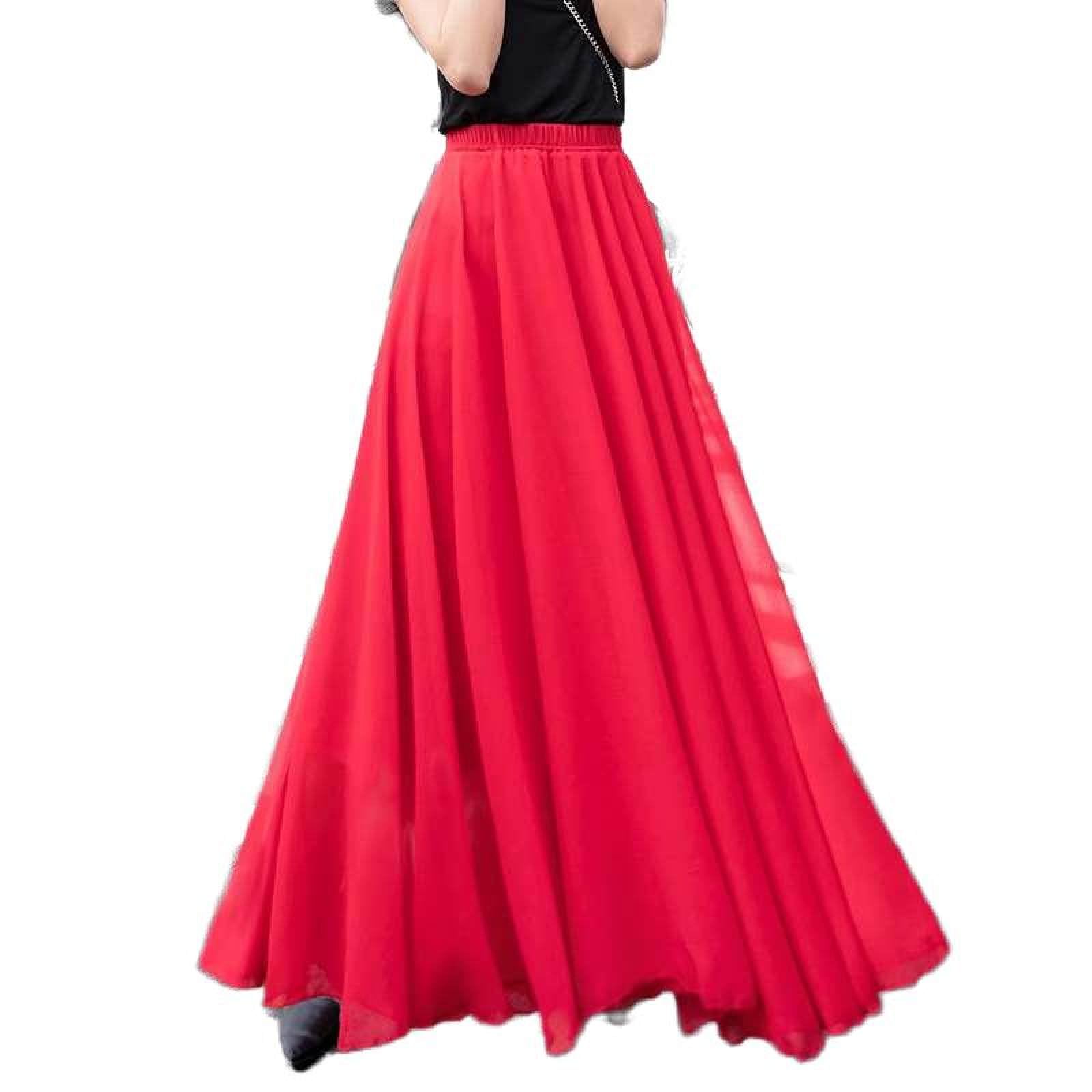 Damen-Tanzrock Mit Hoher Taille – Modischer Und Vielseitiger Schlankheitsrock, Square-Dance-Swing-Rock, Einfarbiger Rock, Modischer, Hautfreundlicher, Weicher A-Linien-Rock, Rot, S