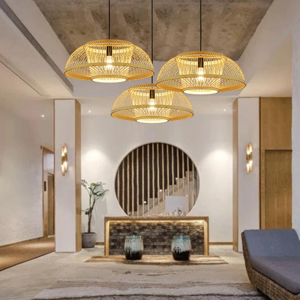 Półokrągłe Lampy Wiszące W Stylu Japońskim Lampa Wisząca Z Ręcznie Tkanego Bambusa Klasyczny Skandynawski Klosz Do Lampy Sufitowej Oświetleniowa W Stylu Nadmorskim Do Restauracji, Biura,