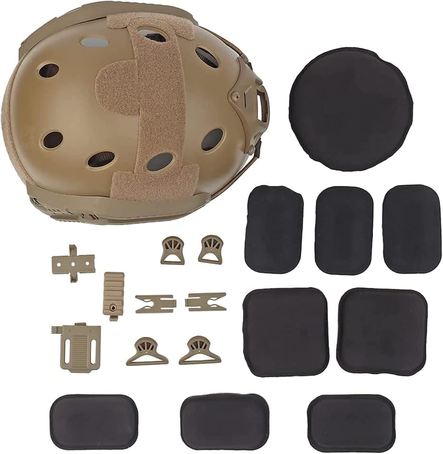 Tactical Airsoft Adjustable Fast Protective Helmet PJ NVG Mount for Tactical Airsoft Paintball Multicam, Airsoft Fast Helmet Set(Size:One Size,Color:Brown