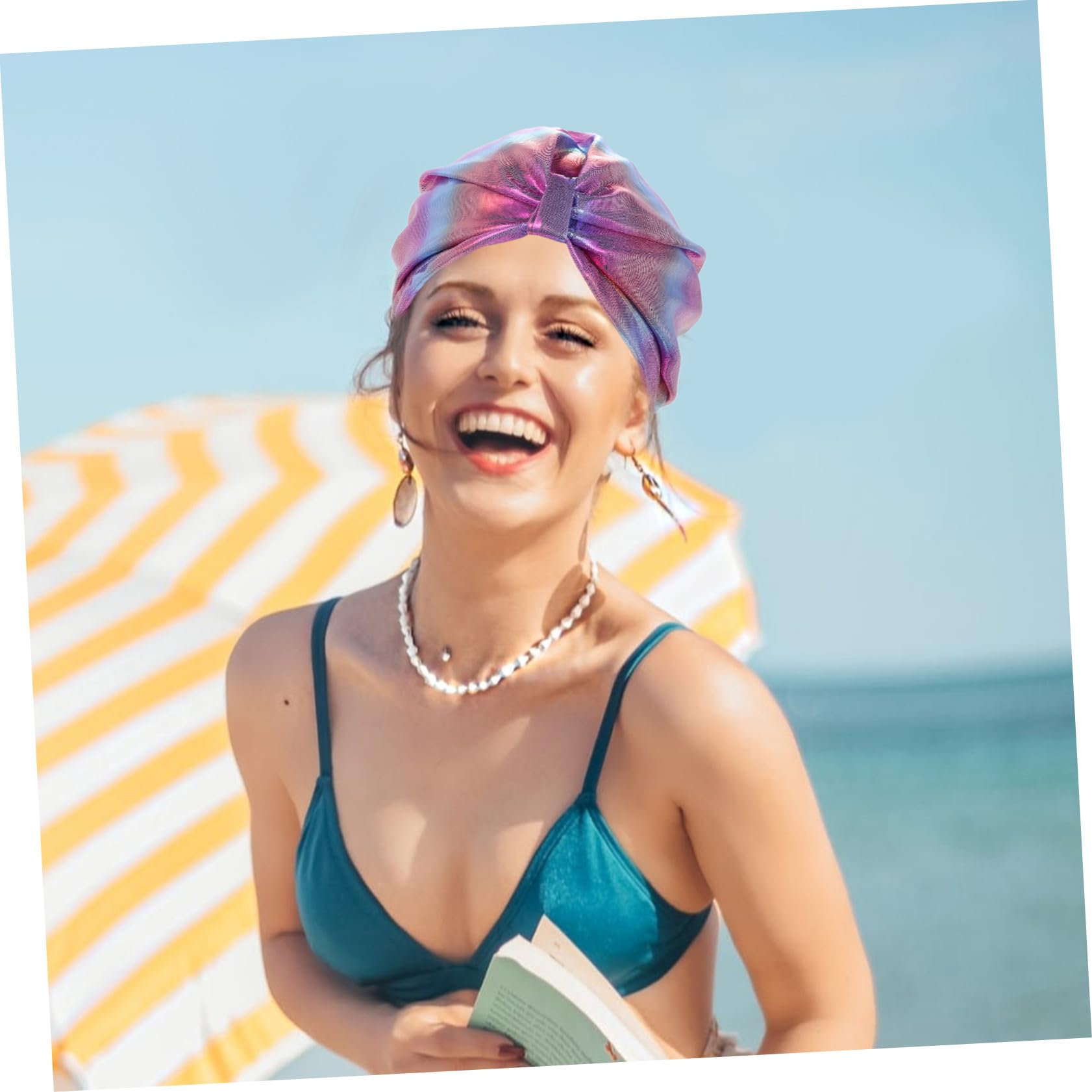 Beaupretty 4 Pièces Bonnet De Bain Bonnets De Bain pour Femmes Natation Dames Bonnet De Bain Doublé Bonnet De Douche Élastique Bonnets De Bain Femmes Filles