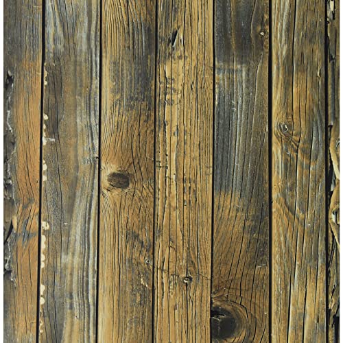 JOLIHOME Papier Peint Jaune Marron et Bleu Sticker Mural Imperméable Effet Planche de Bois Contact de Grain de Bois Auto-Adhésif pour Armoire Cuisine Chambre...