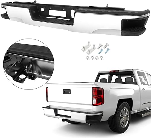 Miniatura 2 de SCITOO Reemplazo de parachoques trasero cromado de acero para 2014-2018 para Chevy Silverado para GMC Sierra 1500 parachoques trasero viene sin