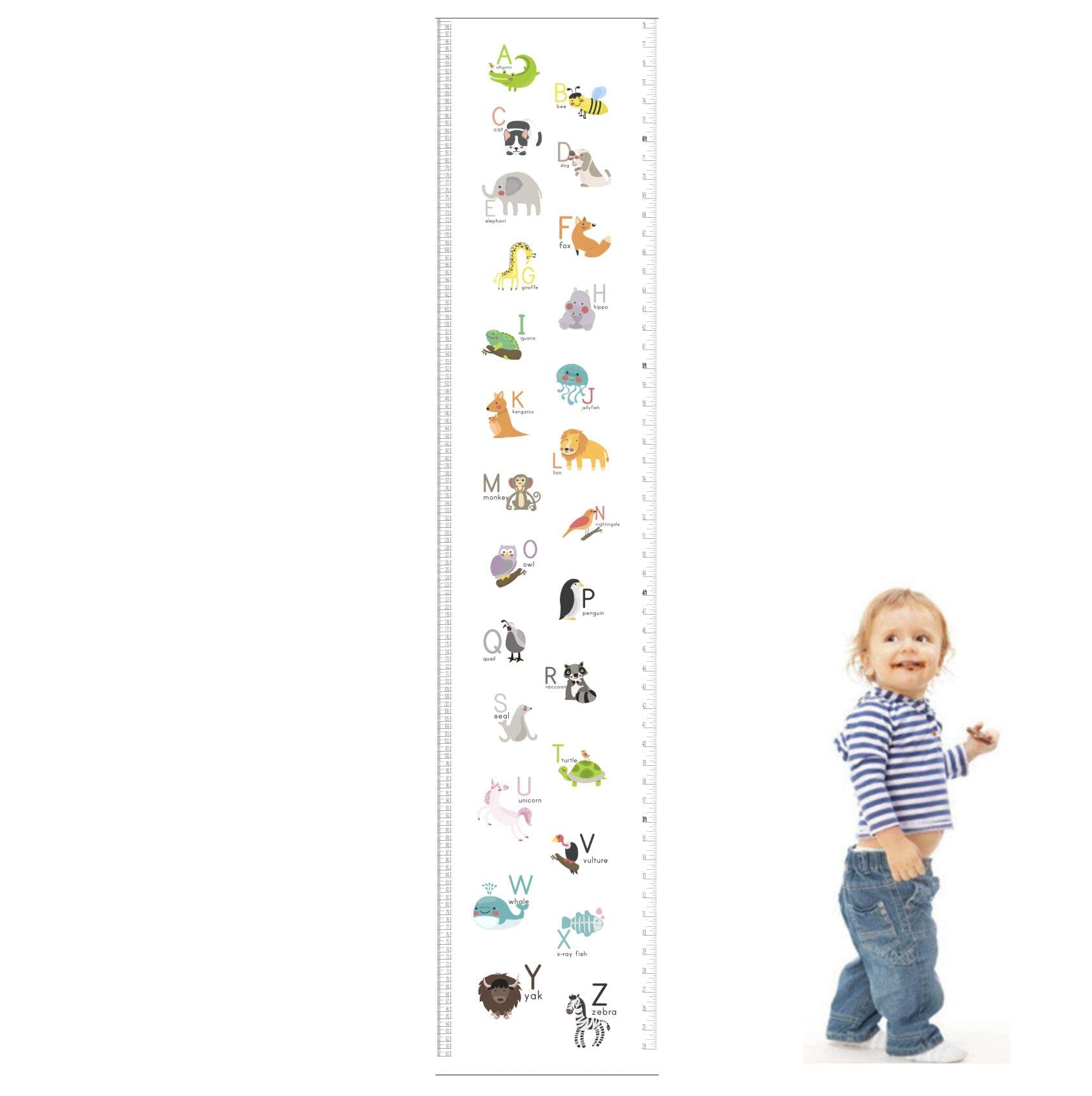 Height Ruler for Kids, Children Height Growth Measurement Chart for Wall Decor for Kindergarten and Bedroom (Letter)
