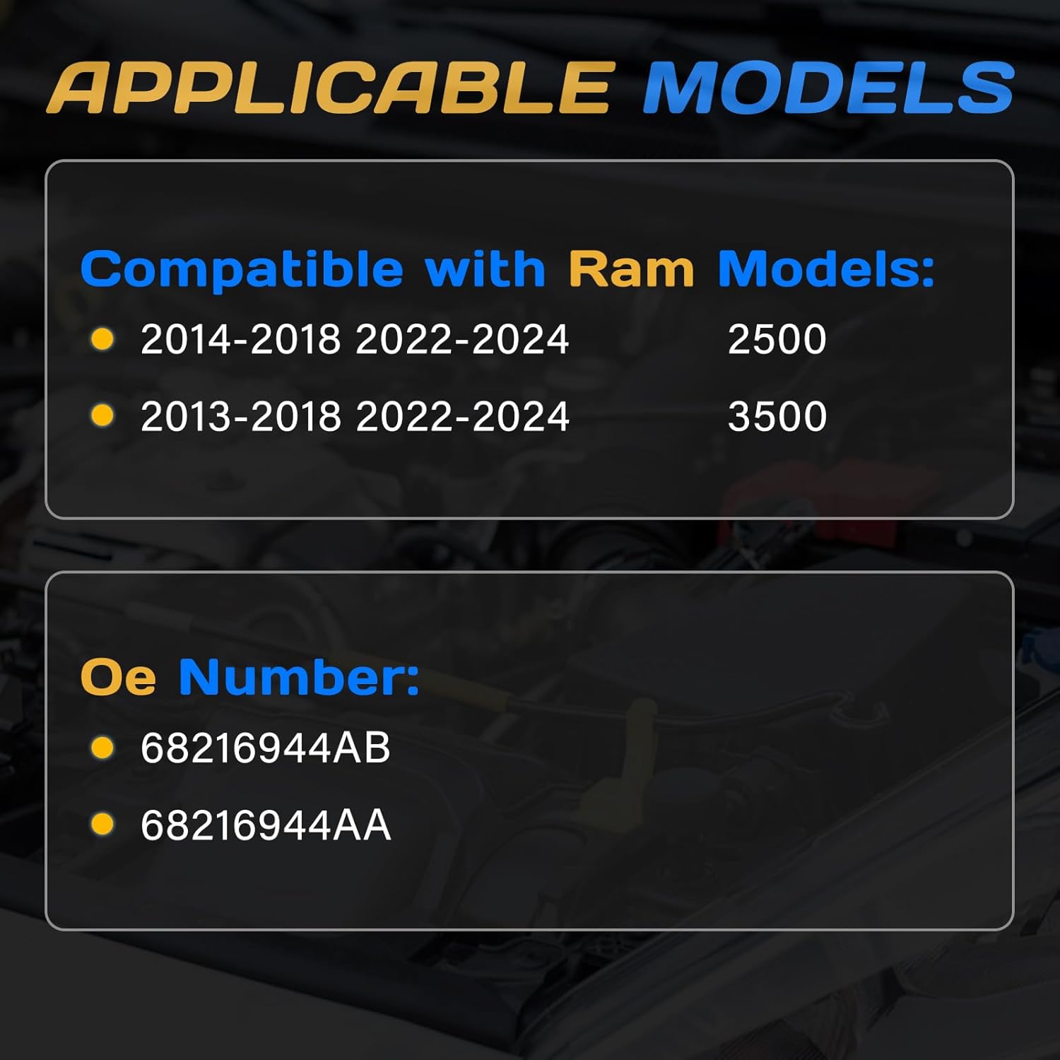 4WD Front Axle Disconnect Actuator Compatible with Ram 2500 2014-2018 2022-2024 Ram 3500 2013 2014 2015 2016 2017 2018 2022 2023 2024 Square Connector Shape Replace# 68216944AB 68216944AA