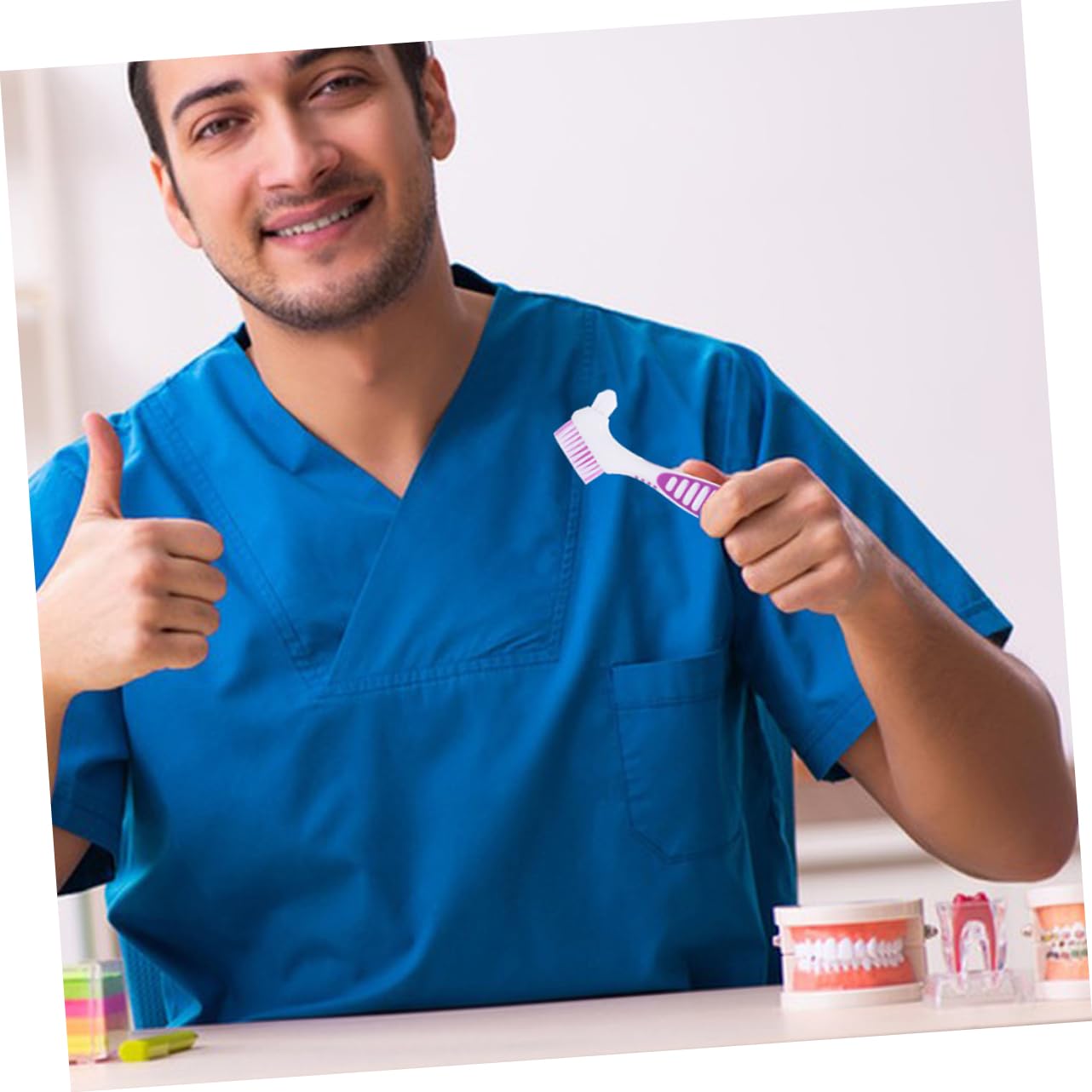 COLLBATH 20pezzi Spazzolino Per Dentiere Antiscivolo Spazzole Per e Dentiere Per Setole Morbide e Ergonomiche Per Orale